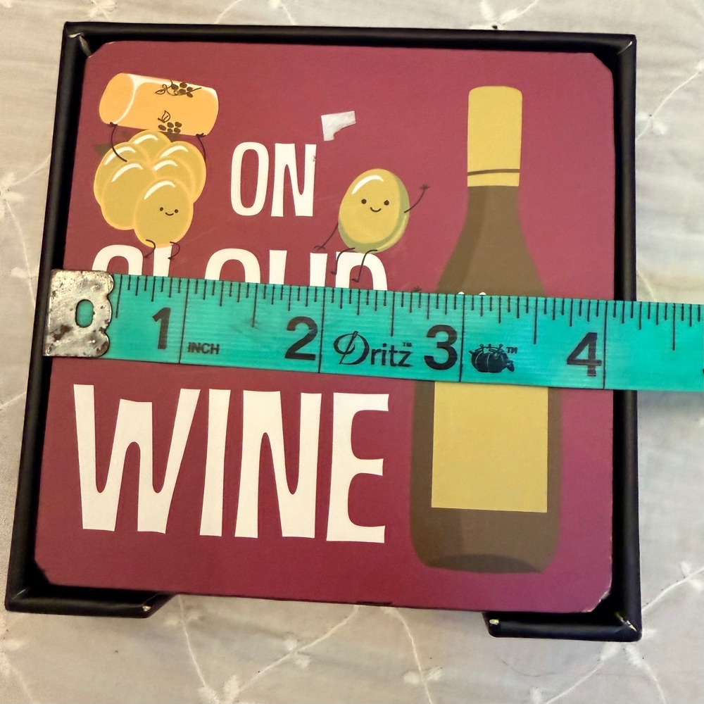 Pavilion Gift Company Wine Coaster Set 4pc Multicolor Excellent Punny Barware‎ - Picture 2 of 7